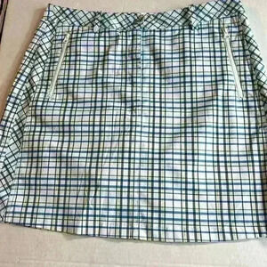 Nivo by Lanctot Golf Skirt with under shorts yellow and blue plaid size 10 skort